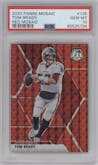 Tom Brady from the 2020 Panini Mosaic set featuring a Red Mosaic parallel graded by PSA and given an overall grade of 10.