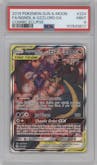 Naganadel & Guzzlord GX from the 2019 Pokemon S&M  set graded by PSA and given an overall grade of 9.