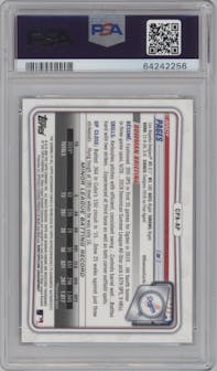 Andy Pages from the 2020 Bowman set featuring a Purple Refractor parallel graded by PSA and given an overall grade of 10.