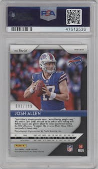 Josh Allen from the 2018 Panini Prizm set featuring a Red Wave Prizm parallel graded by PSA and given an overall grade of 10.