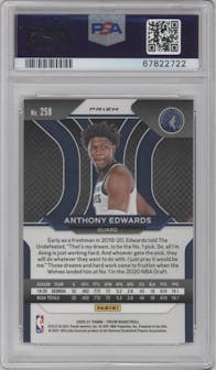 Anthony Edwards from the 2020-21 Panini Prizm set featuring a Orange Ice parallel graded by PSA and given an overall grade of 10.