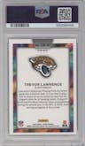 Trevor Lawrence from the 2023 Panini Prizm set graded by PSA and given an overall grade of 10.