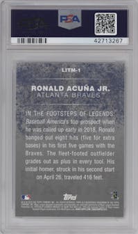 Ronald Acuna Jr. from the 2018 Topps Update set featuring a Black parallel graded by PSA and given an overall grade of 10.