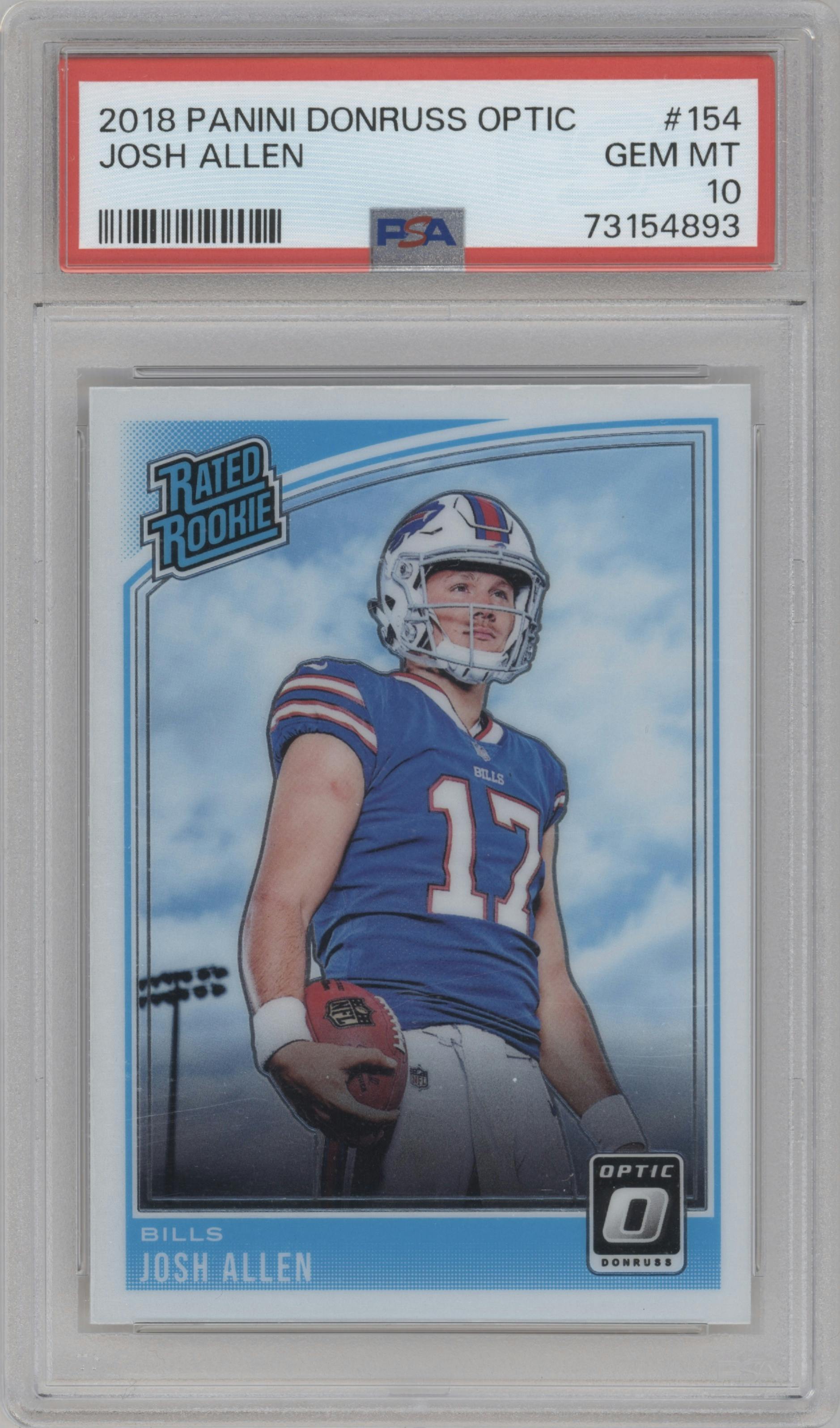 Josh Allen from the 2018 Panini Donruss Optic set graded by PSA and given an overall grade of 10.