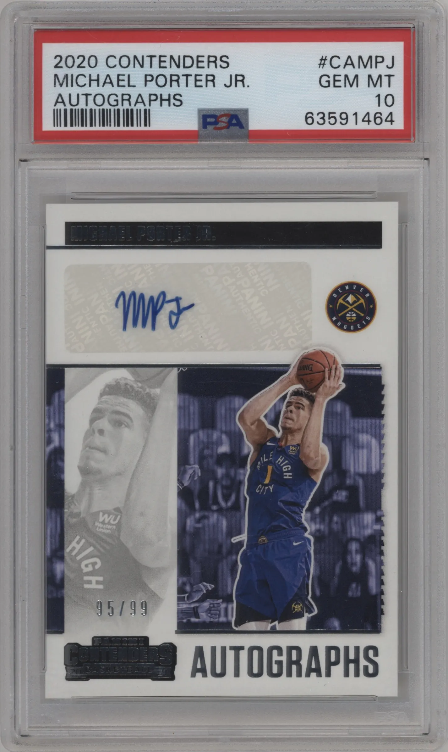 2020 Panini Contenders Auto Michael Porter Jr. PSA 10