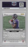 Lamar Jackson from the 2018 Panini Rookies & Stars set graded by PSA and given an overall grade of 10.