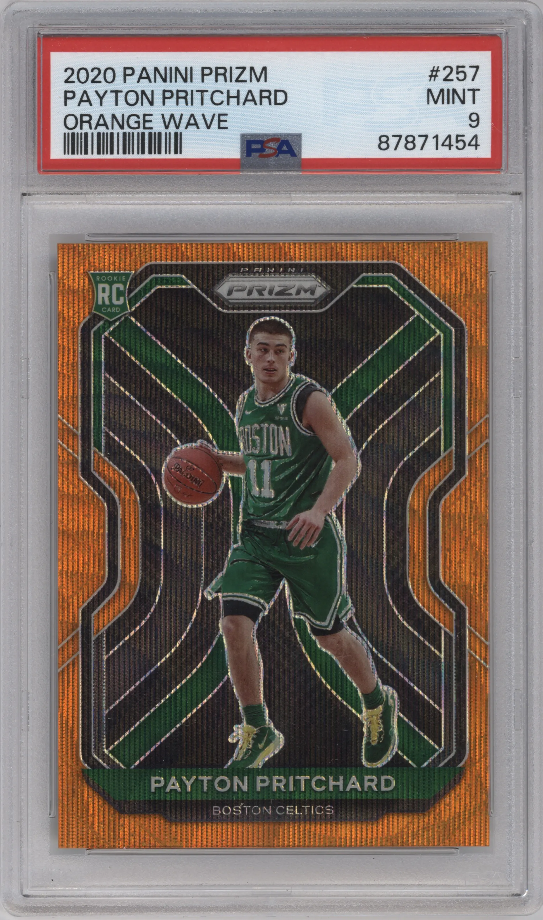 2020 Panini Prizm Payton Pritchard Orange Wave PSA 9