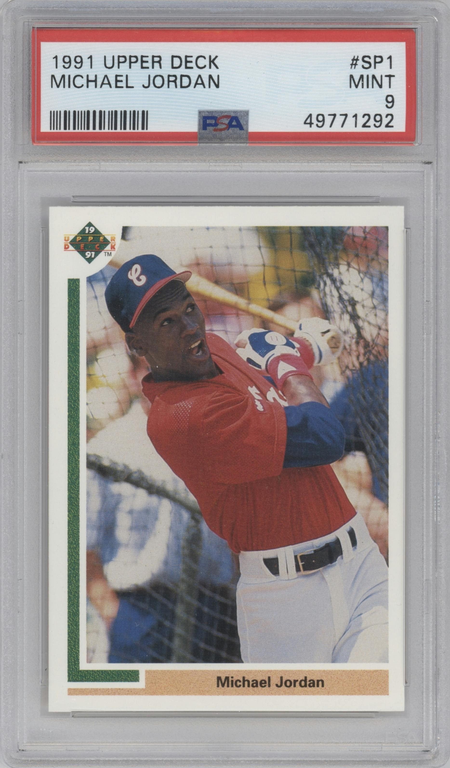 Michael Jordan from the 1991 Upper Deck set graded by PSA and given an overall grade of 9.