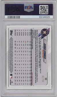 George Springer from the 2021 Topps Chrome Ben Baller set featuring a Gold Refractor parallel graded by PSA and given an overall grade of 10.