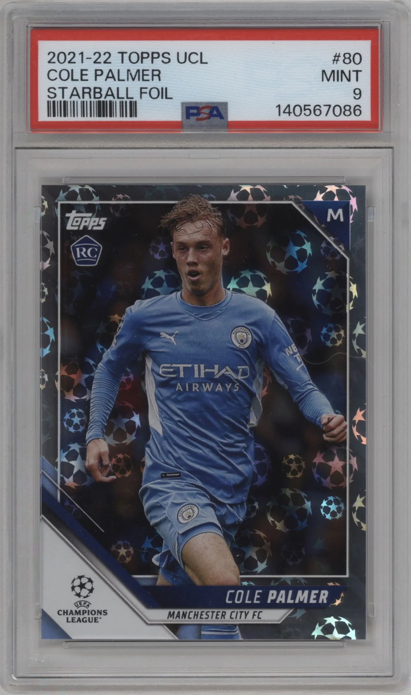 2021 Topps UEFA CL Cole Palmer Starball Foil #80 PSA 9