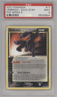 Umbreon Gold Star from the 2007 Pokemon set graded by PSA and given an overall grade of 9.