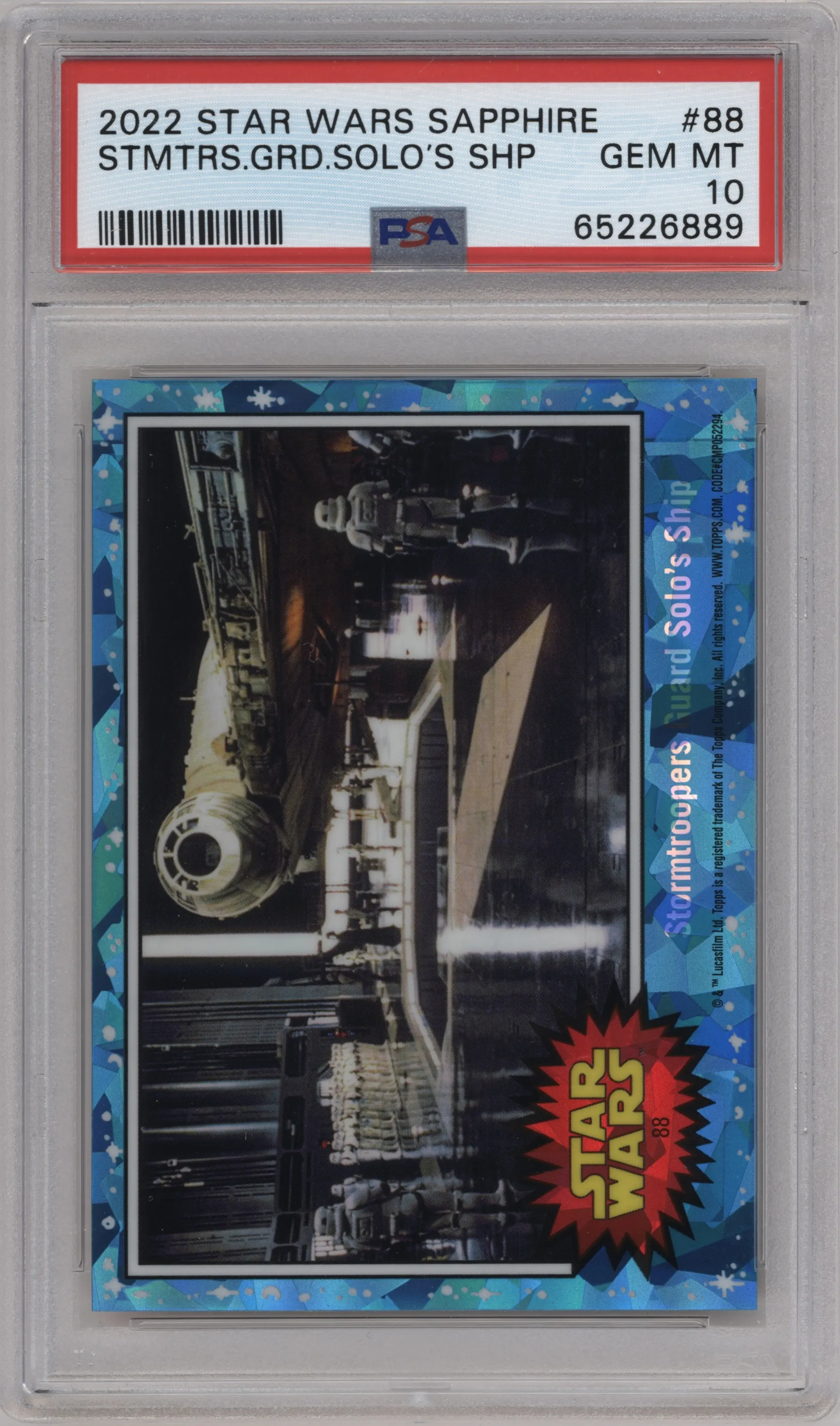 2022 Topps Chrome Star Wars Sapphire Stormtroopers Guard Solo's Ship #88 PSA 10