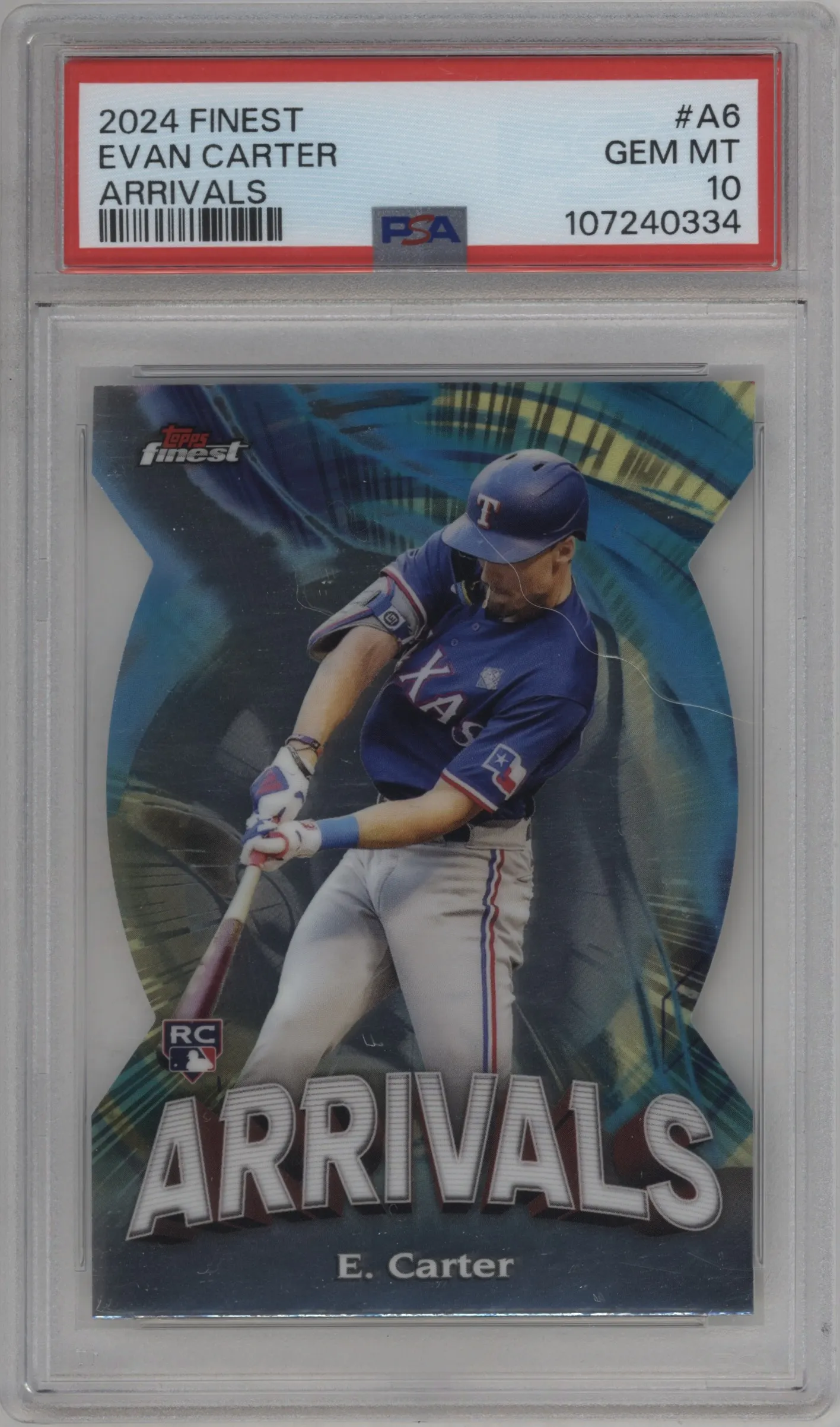 2024 Topps Finest Arrivals Evan Carter #A-6 PSA 10