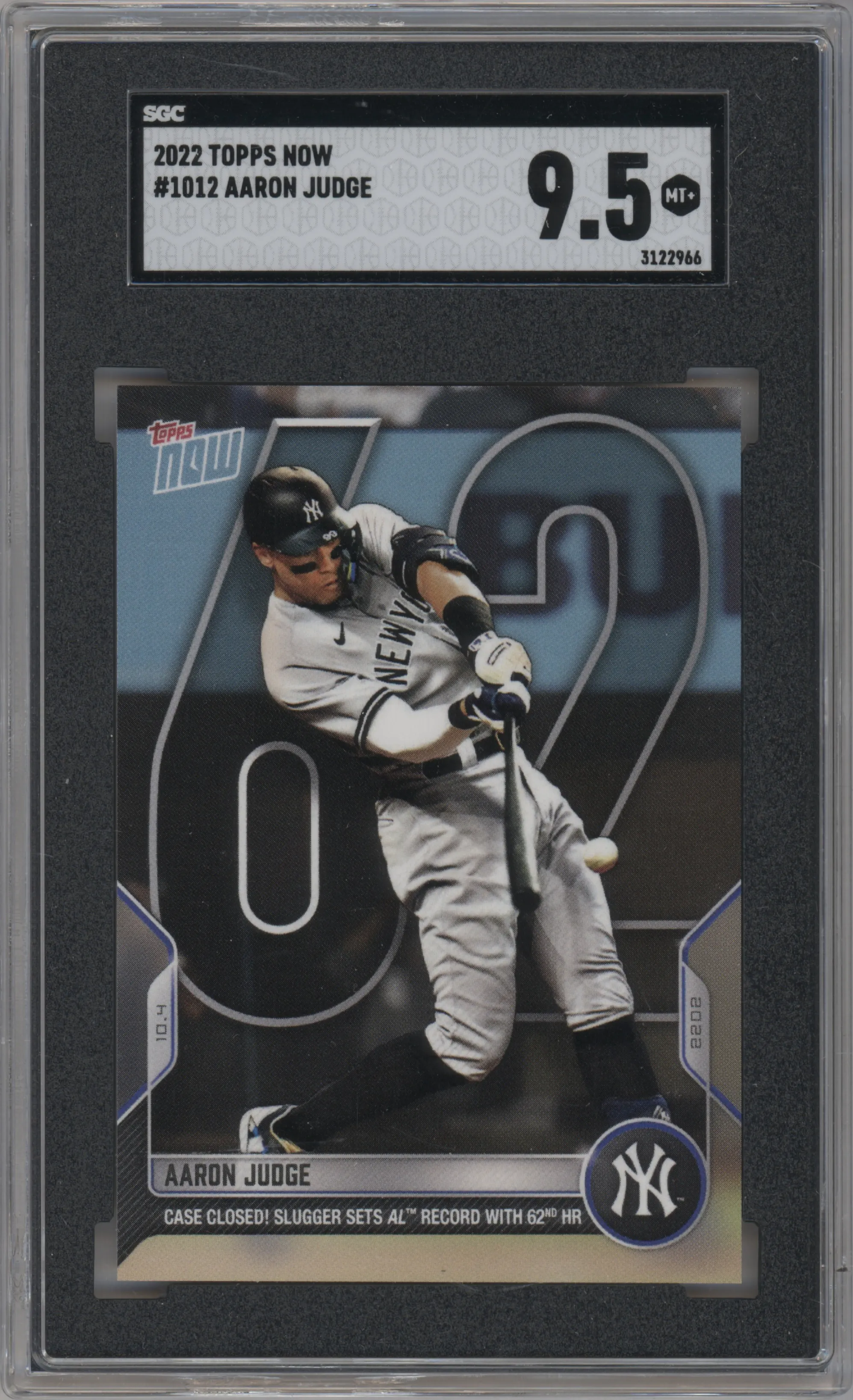 2022 Topps Now Aaron Judge #1012 SGC 9.5