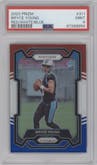 Bryce Young from the 2023 Panini Prizm set featuring a Red/White/Blue parallel graded by PSA and given an overall grade of 9.