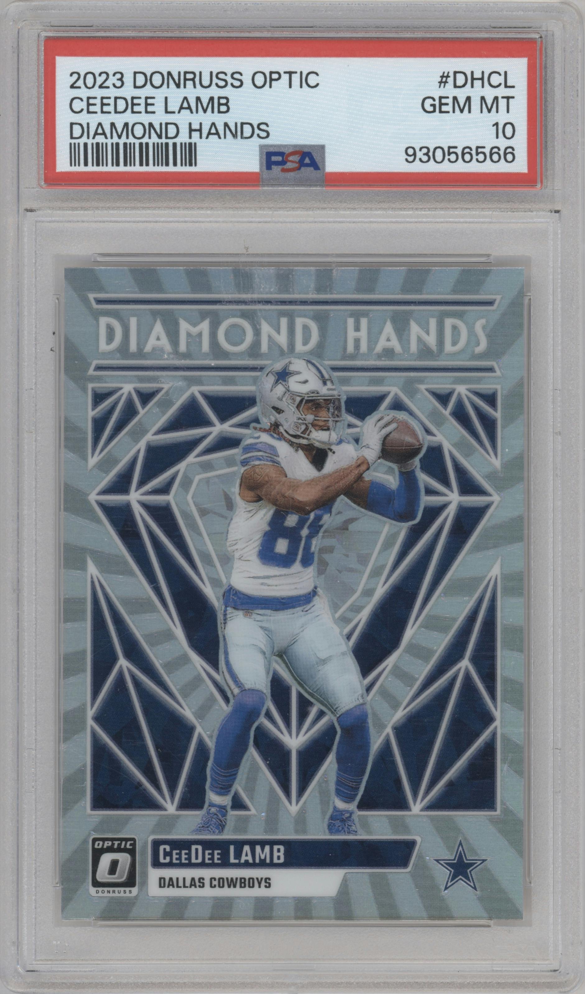 CeeDee Lamb  from the 2023 Donruss Optic set graded by PSA and given an overall grade of 10.