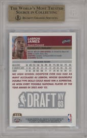 LeBron James from the 2003-04 Topps Chrome set graded by Beckett and given an overall grade of 9.5.