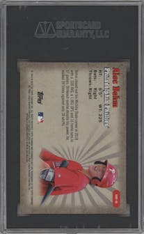 Alec Bohm from the 2018 Bowman’s Best set featuring a Gold Refractor parallel graded by SGC and given an overall grade of 9.