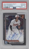Griff O'Ferrall from the 2024 Bowman Draft set graded by PSA and given an overall grade of 10.