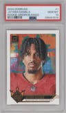 Jayden Daniels from the 2024 Donruss set graded by PSA and given an overall grade of 10.