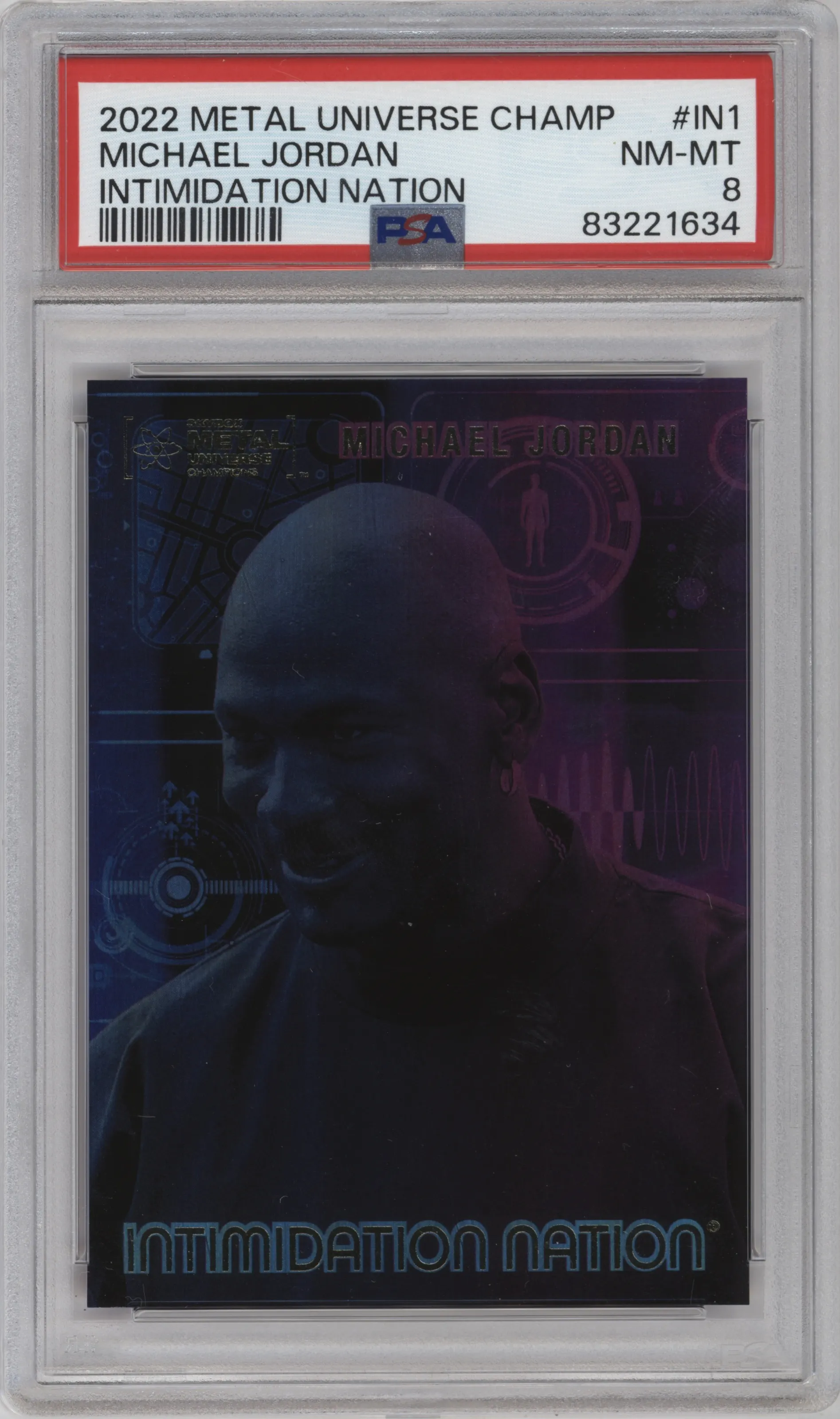 2022 Skybox Metal Universe Champions Multi-Sport Intimidation Nation Michael Jordan #IN-1 PSA 8