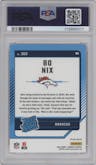 Bo Nix from the 2024 Donruss set featuring a Pink parallel graded by PSA and given an overall grade of 10.