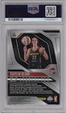 Caitlin Clark from the 2024 Panini Prizm WNBA set featuring a Orange Velocity  parallel graded by PSA and given an overall grade of 9.