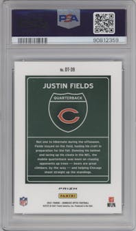 Justin Fields from the 2021 Panini Donruss Optic set graded by PSA and given an overall grade of 10.