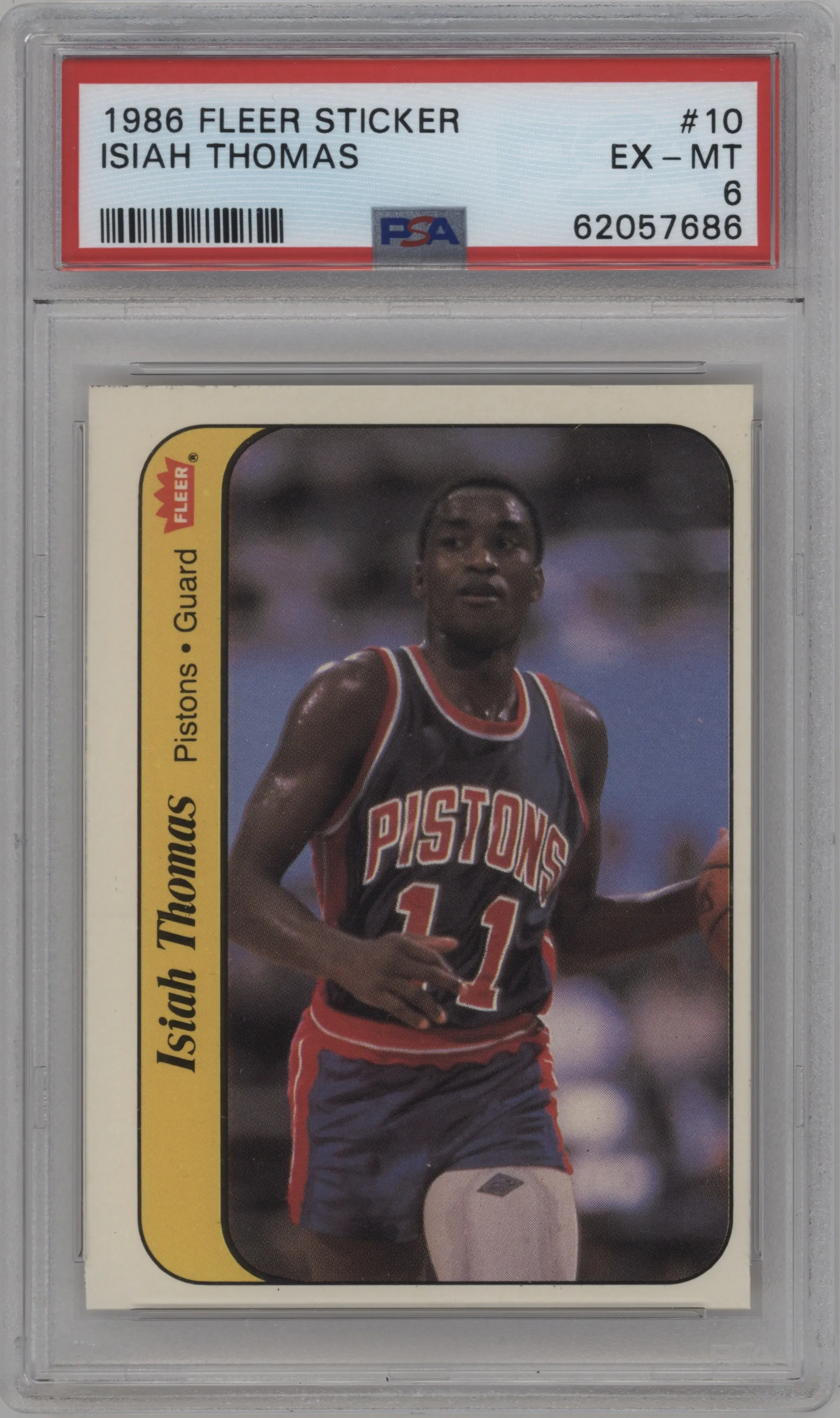 1986 Fleer Stickers Isiah Thomas #10 PSA 6