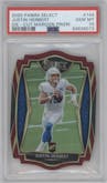 Justin Herbert from the 2020 Panini Select set featuring a Die-Cut Maroon parallel graded by PSA and given an overall grade of 10.