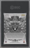 Josh Jacobs from the 2023 Panini Mosaic set graded by SGC and given an overall grade of 10.