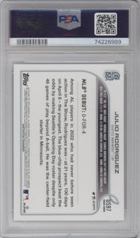 Julio Rodriguez from the 2022 Topps Update  set graded by PSA and given an overall grade of 9.
