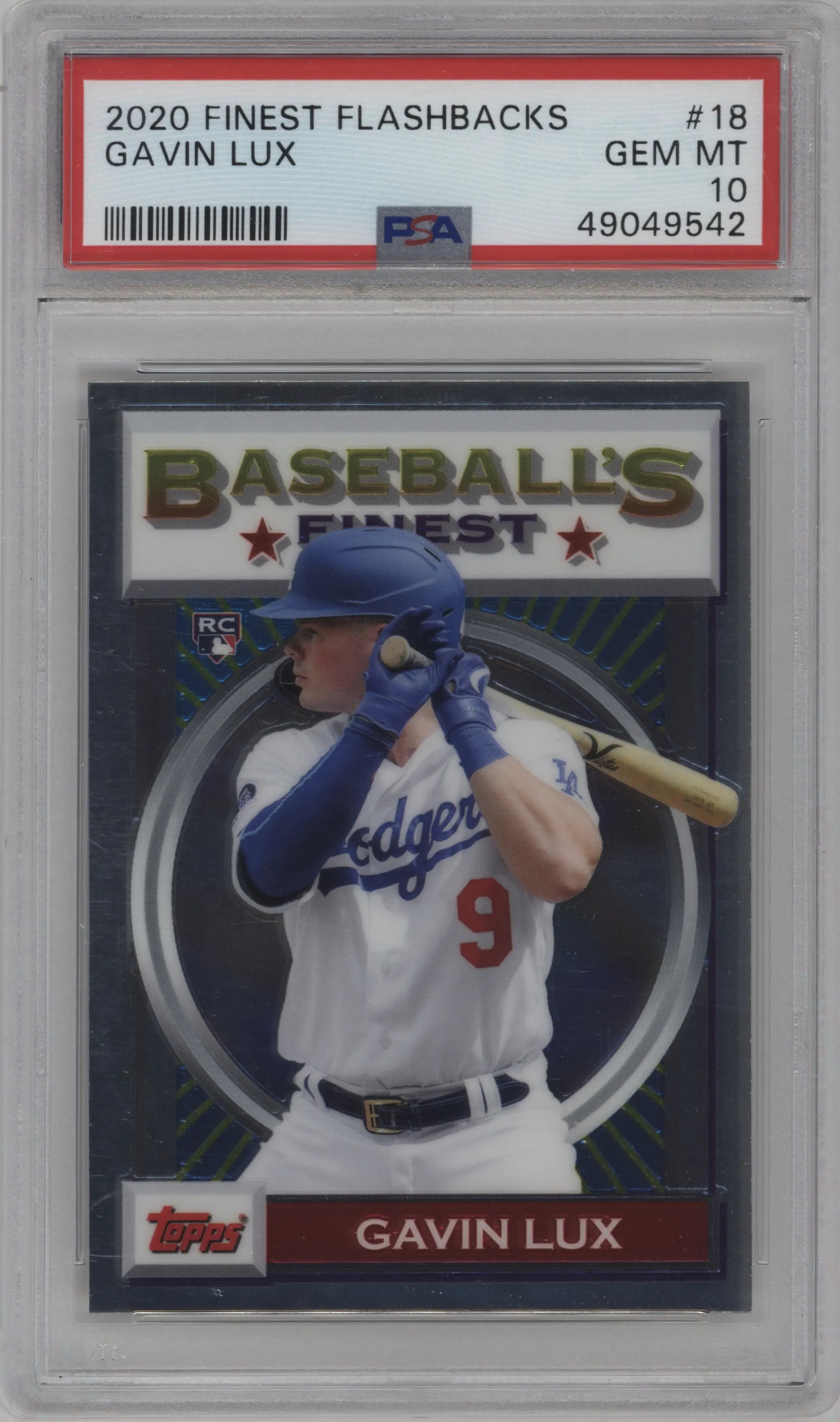 2020 Topps Finest Flashbacks Gavin Lux PSA 10