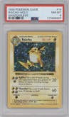 Raichu from the 1999 Pokemon set graded by PSA and given an overall grade of 8.