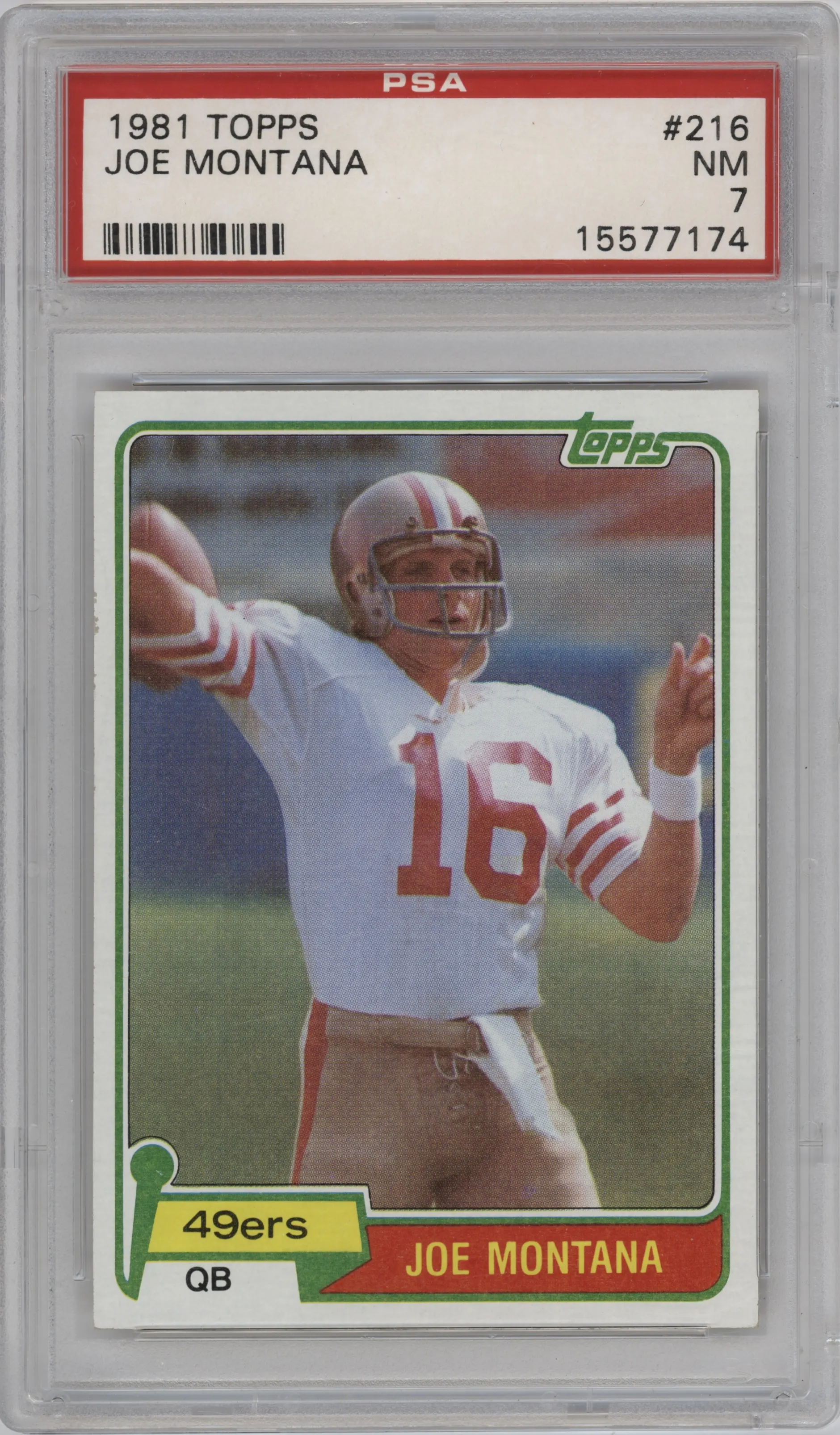 1981 Topps Joe Montana #216 PSA 7