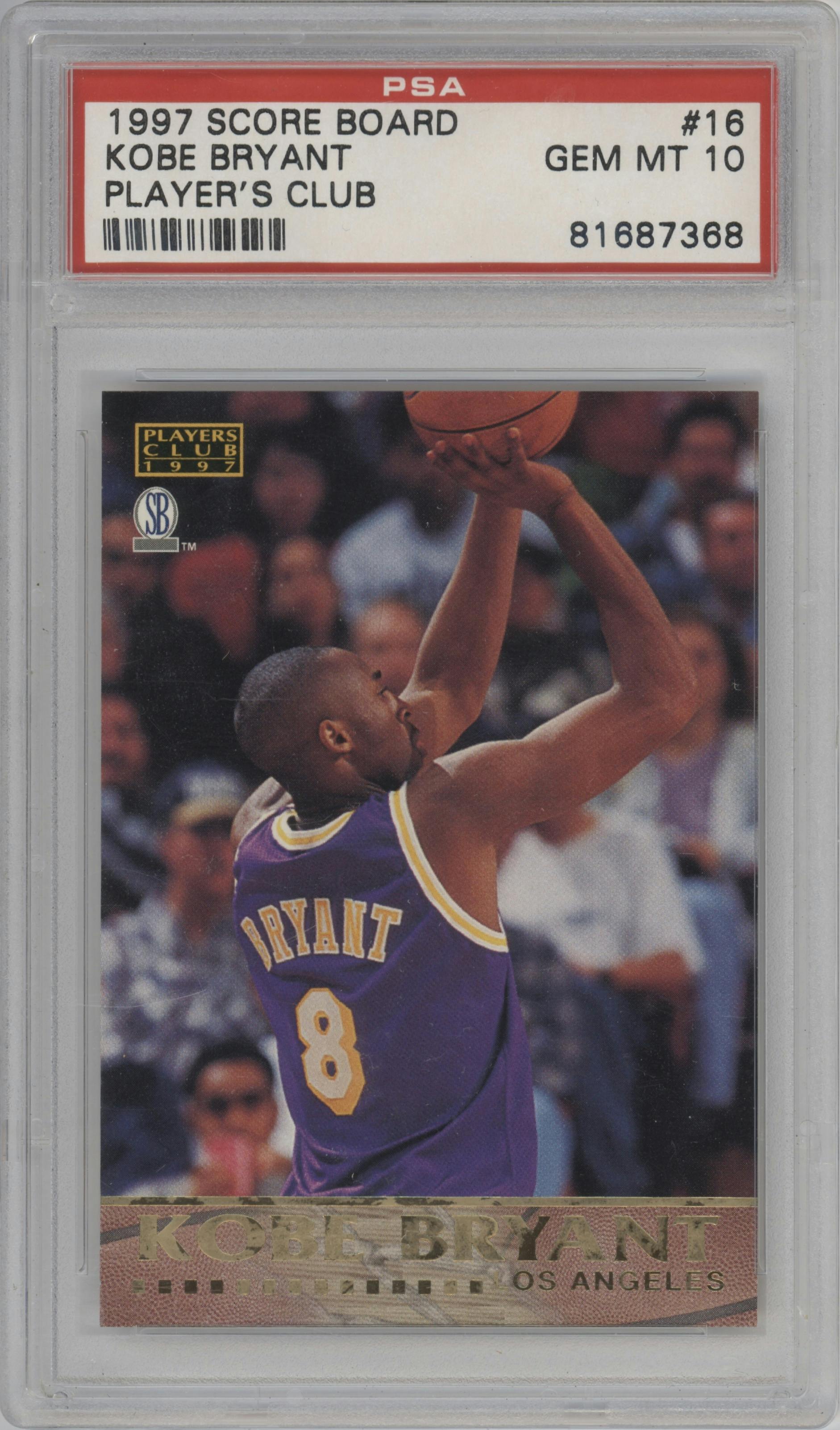 Kobe Bryant  from the 1997 Score Board Players Club set graded by PSA and given an overall grade of 10.