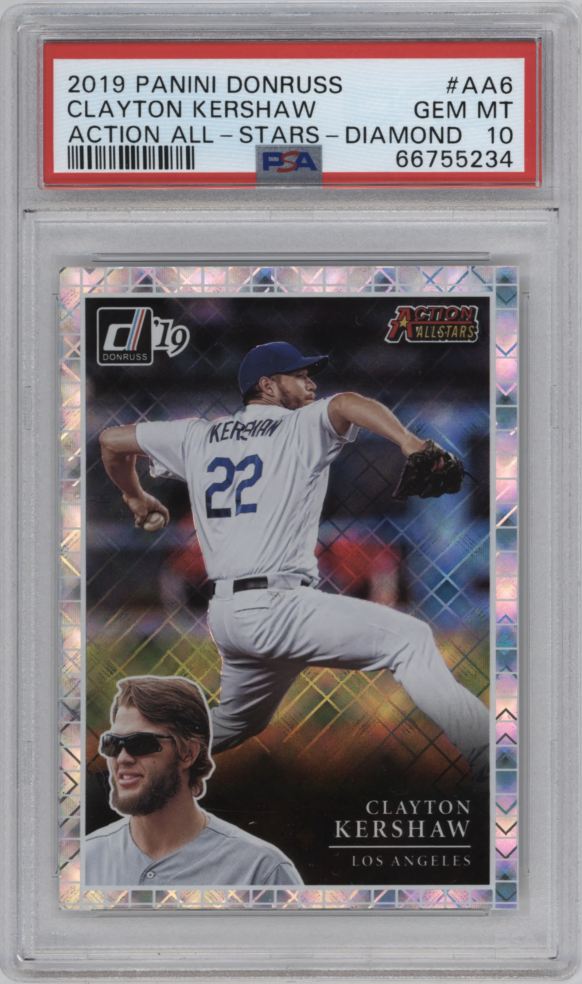 2019 Donruss Action All-Stars Clayton Kershaw Diamond #AA6 PSA 10