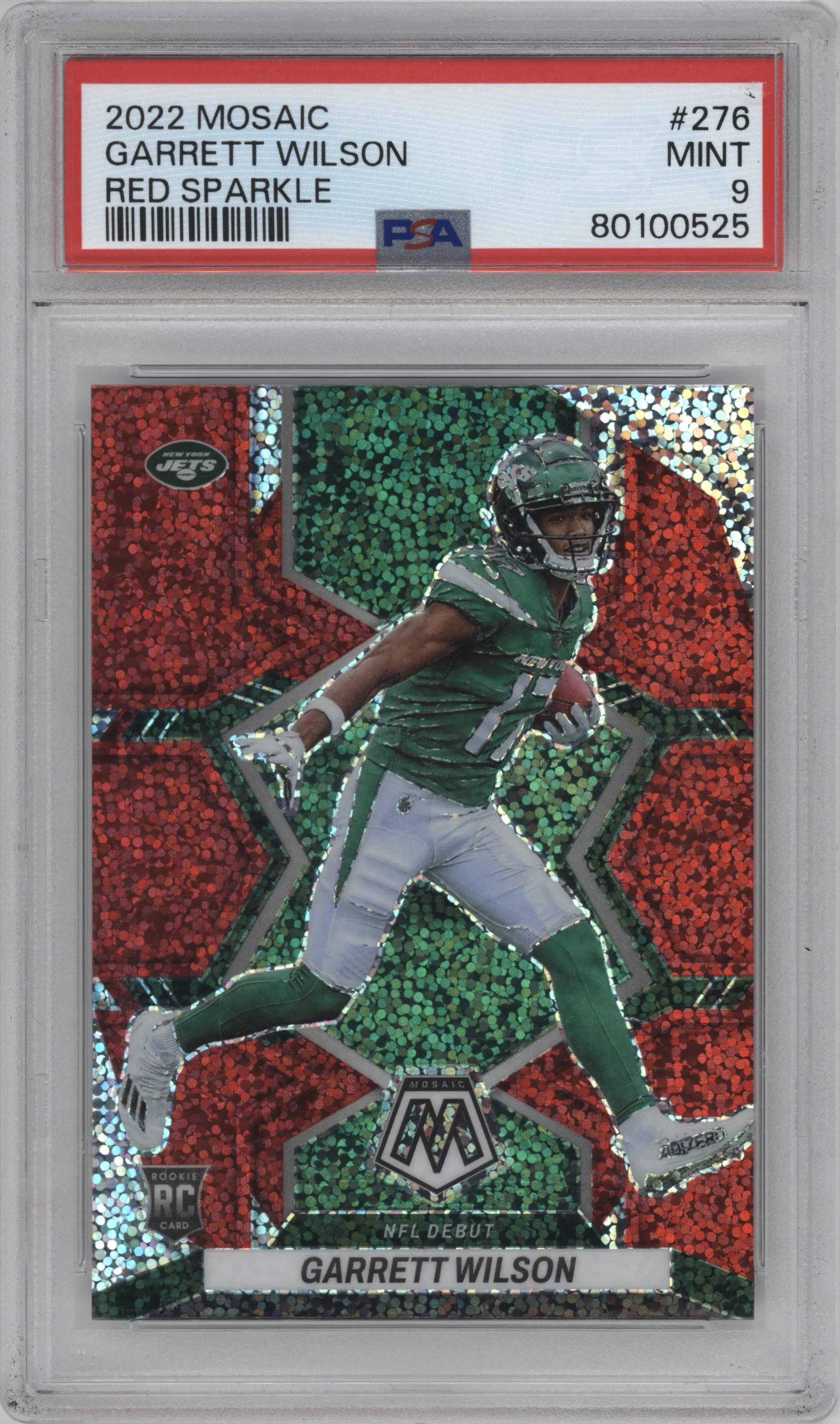 2022 Panini Mosaic Garrett Wilson Red Sparkle #276 PSA 9