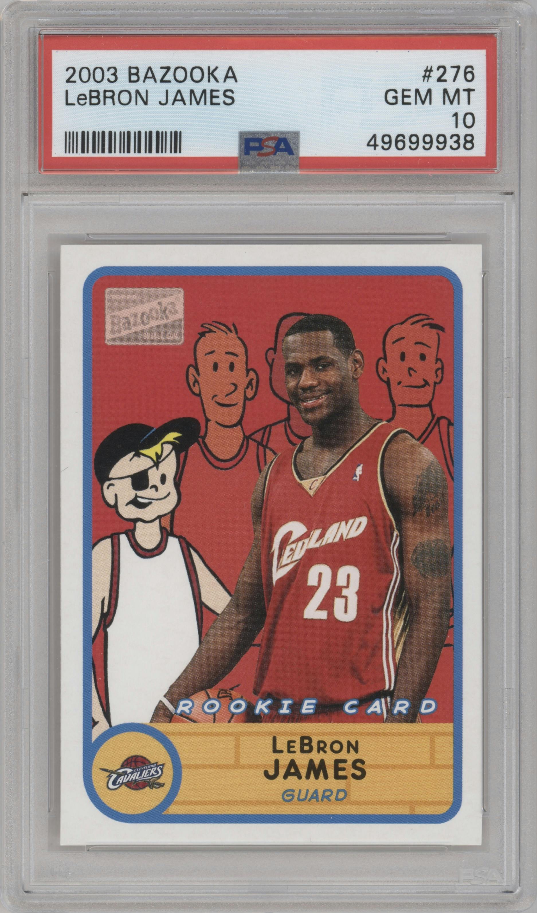 LeBron James from the 2003-04 Topps Bazooka set graded by PSA and given an overall grade of 10.