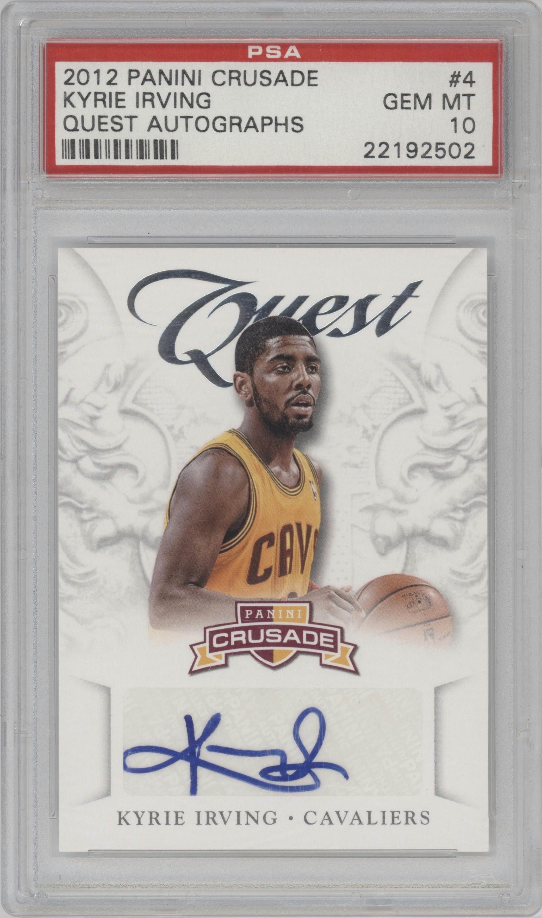 Kyrie Irving from the 2012-13 Panini Crusade set graded by PSA and given an overall grade of 10.