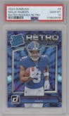 Malik Nabers from the 2024 Donruss set graded by PSA and given an overall grade of 10.