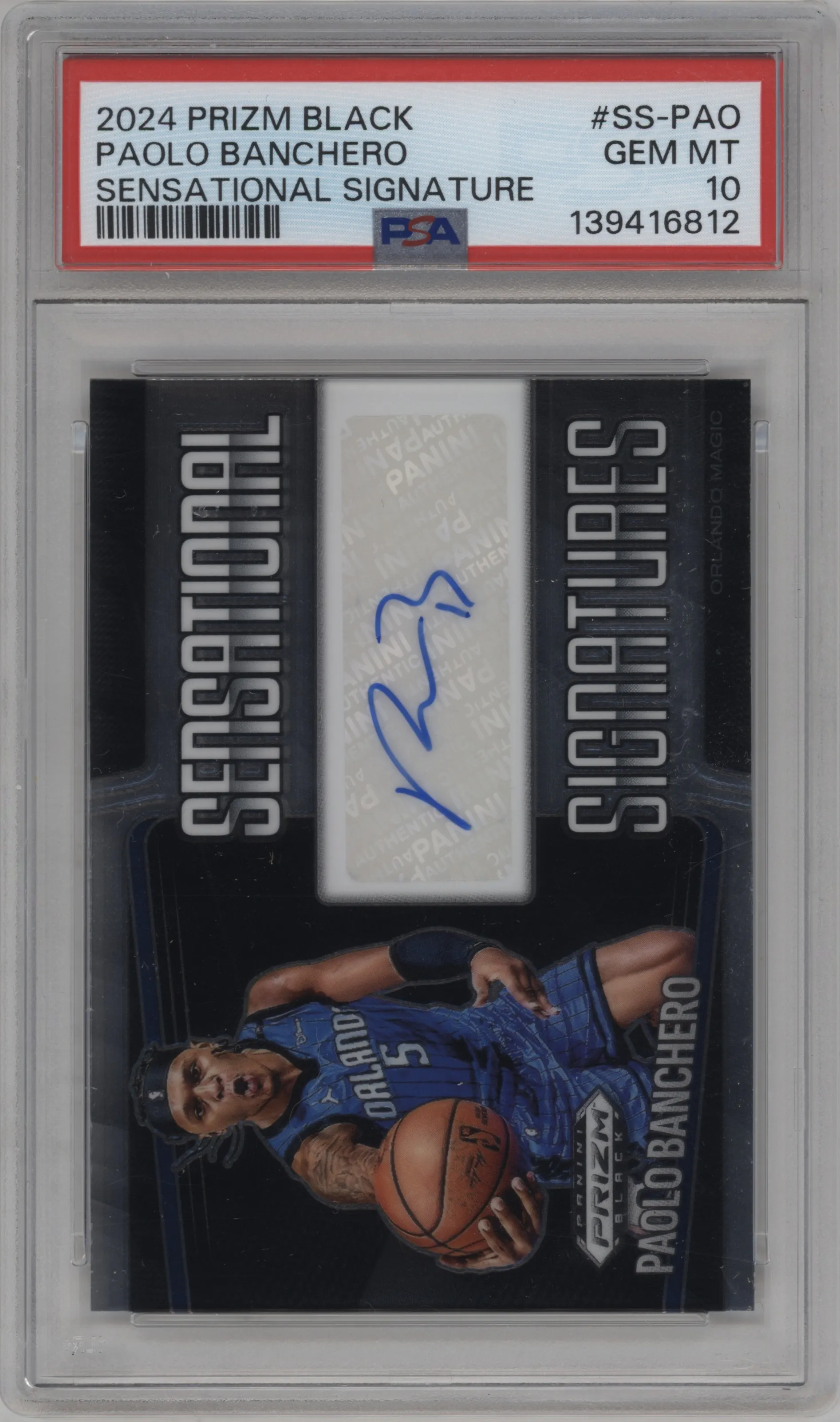 2024 Panini Prizm Black Sensational Sig. Paolo Banchero PSA 10
