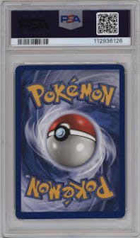 Dragonite from the 1999 Pokemon set graded by PSA and given an overall grade of 8.