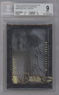 Michael Jordan from the 2013-14 Upper Deck Exquisite set graded by Beckett and given an overall grade of 9.