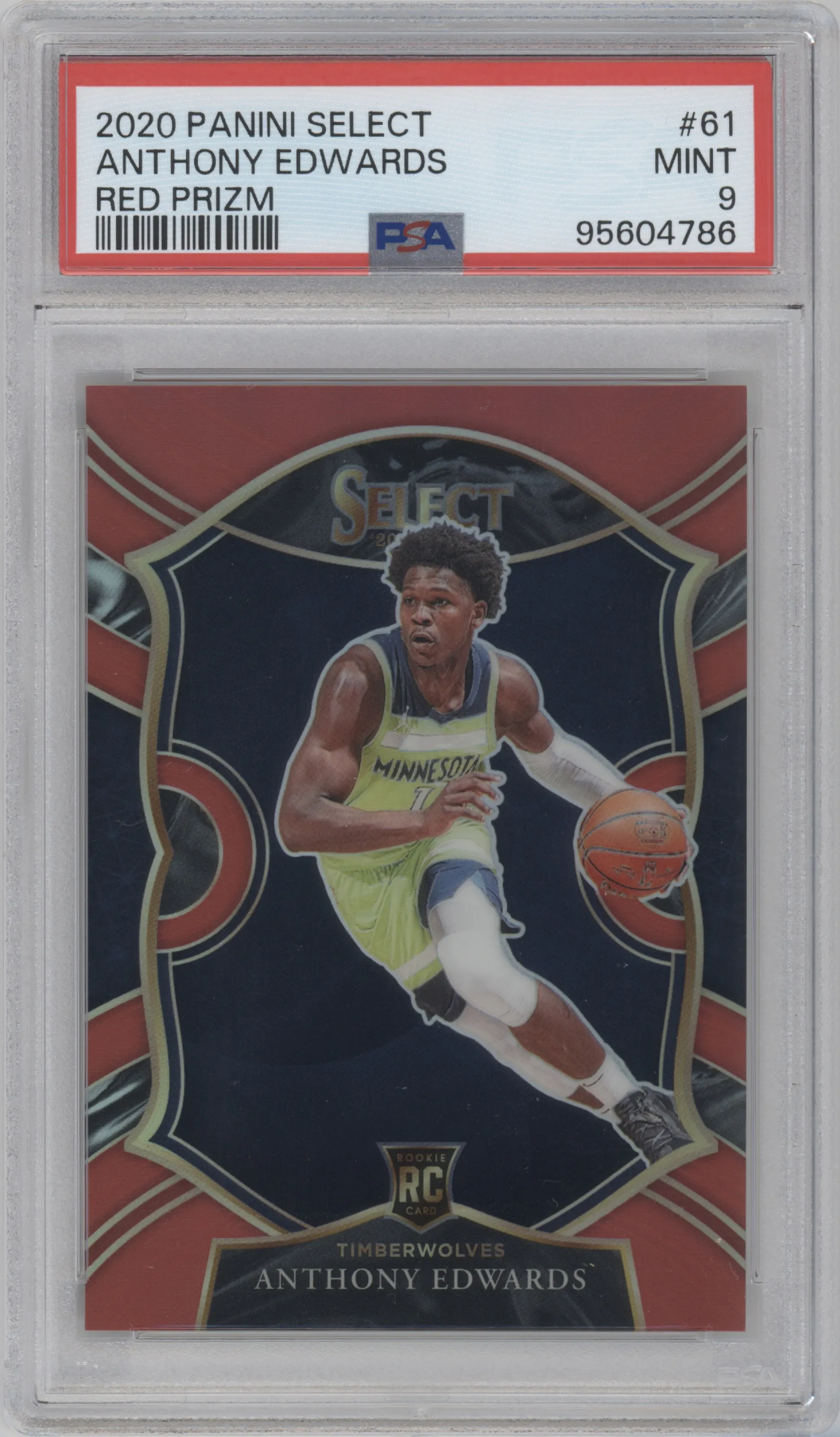 2020 Panini Select Anthony Edwards Red Prizm PSA 9