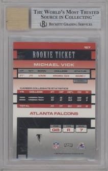 Michael Vick from the 2001 Playoff Contenders set graded by Beckett and given an overall grade of 8.5.