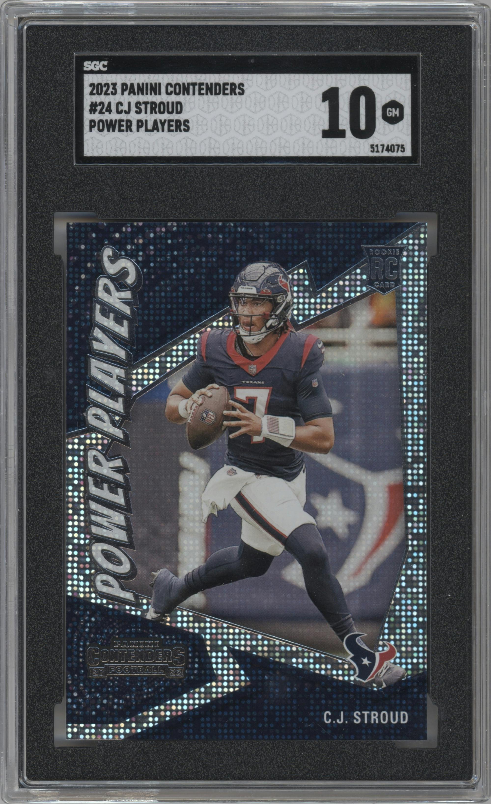  C.J. Stroud from the 2023 Panini Contenders set graded by SGC and given an overall grade of 10.