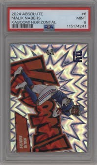 Malik Nabers from the 2024 Panini Absolute set graded by PSA and given an overall grade of 9.
