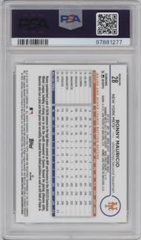 Ronny Mauricio from the 2024 Topps Chrome set featuring a Refractor parallel graded by PSA and given an overall grade of 10.