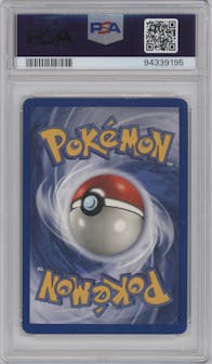 Alakazam from the 1999 Pokemon set graded by PSA and given an overall grade of 5.